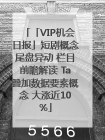 「VIP机会日报」短剧概念尾盘异动 栏目前瞻解读 Ta叠加数据要素概念 大涨近10%