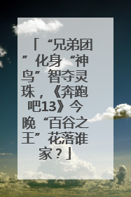 “兄弟团”化身“神鸟”智夺灵珠，《奔跑吧13》今晚“百谷之王”花落谁家？