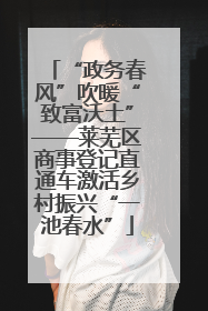 “政务春风”吹暖“致富沃土”——莱芜区商事登记直通车激活乡村振兴“一池春水”
