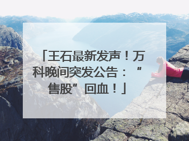 王石最新发声！万科晚间突发公告：“售股”回血！
