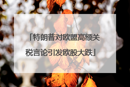 特朗普对欧盟高额关税言论引发欧股大跌