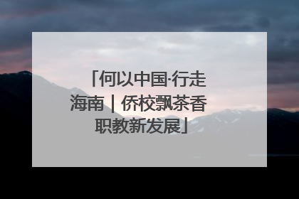 何以中国·行走海南｜侨校飘茶香 职教新发展