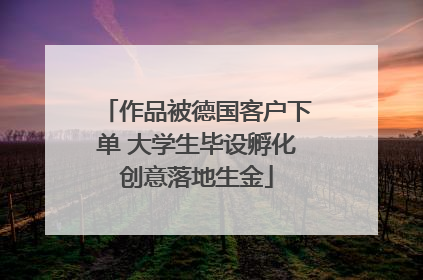 作品被德国客户下单 大学生毕设孵化创意落地生金