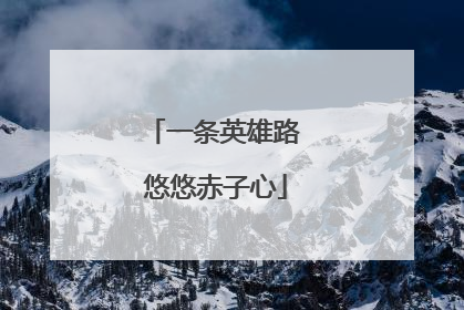 一条英雄路 悠悠赤子心