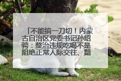 不能搞一刀切！内蒙古自治区党委书记孙绍骋：整治违规吃喝不是阻绝正常人际交往、黯淡人间烟火