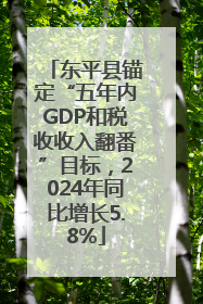 东平县锚定“五年内GDP和税收收入翻番”目标，2024年同比增长5.8%