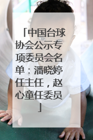 中国台球协会公示专项委员会名单：潘晓婷任主任，赵心童任委员