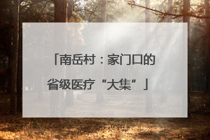 南岳村：家门口的省级医疗“大集”