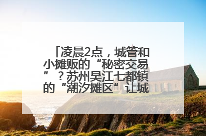 凌晨2点，城管和小摊贩的“秘密交易”？苏州吴江七都镇的“潮汐摊区”让城市管理有了人情味