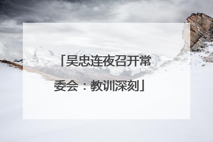 吴忠连夜召开常委会：教训深刻