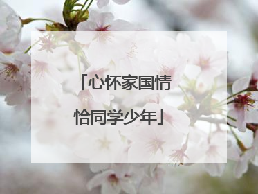 心怀家国情 恰同学少年