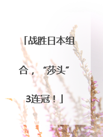 战胜日本组合，“莎头”3连冠！