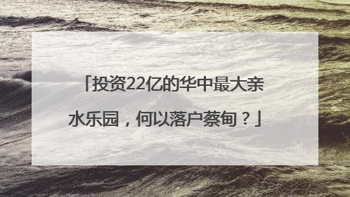 投资22亿的华中最大亲水乐园，何以落户蔡甸？