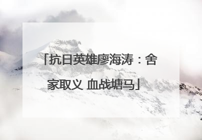 抗日英雄廖海涛：舍家取义 血战塘马