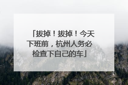 拔掉！拔掉！今天下班前，杭州人务必检查下自己的车