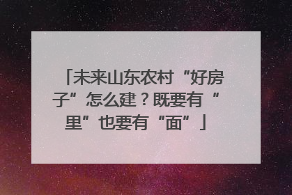 未来山东农村“好房子”怎么建？既要有“里”也要有“面”