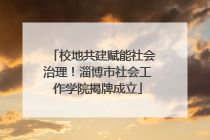 校地共建赋能社会治理！淄博市社会工作学院揭牌成立