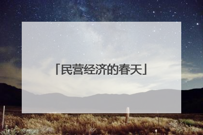民营经济的春天