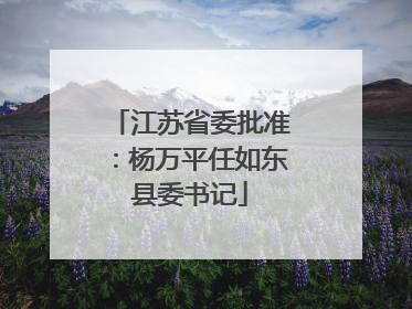 江苏省委批准：杨万平任如东县委书记