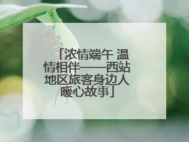 浓情端午 温情相伴——西站地区旅客身边人暖心故事