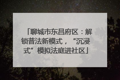 聊城市东昌府区：解锁普法新模式，“沉浸式”模拟法庭进社区