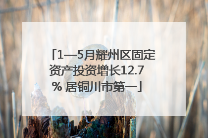 1—5月耀州区固定资产投资增长12.7% 居铜川市第一