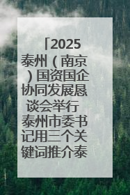 2025泰州（南京）国资国企协同发展恳谈会举行 泰州市委书记用三个关键词推介泰州